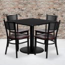 Flash Furniture MD-0008-GG 36" Square Table & (4) Chair Set - Black Laminate Top, Cast Iron Base thumbnail 3