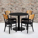 Flash Furniture MD-0009-GG 36" Round Table & (4) Chair Set - Black Laminate Top, Cast Iron Base thumbnail 2