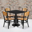 Flash Furniture MD-0010-GG 30" Square Table & (4) Chair Set - Black Laminate Top, Cast Iron Base thumbnail 3