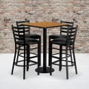 Flash Furniture MD-0012-GG 30" Square Bar Height Table w/ (4) Bar Stool Set - Natural Laminate Top, Steel Base thumbnail 2