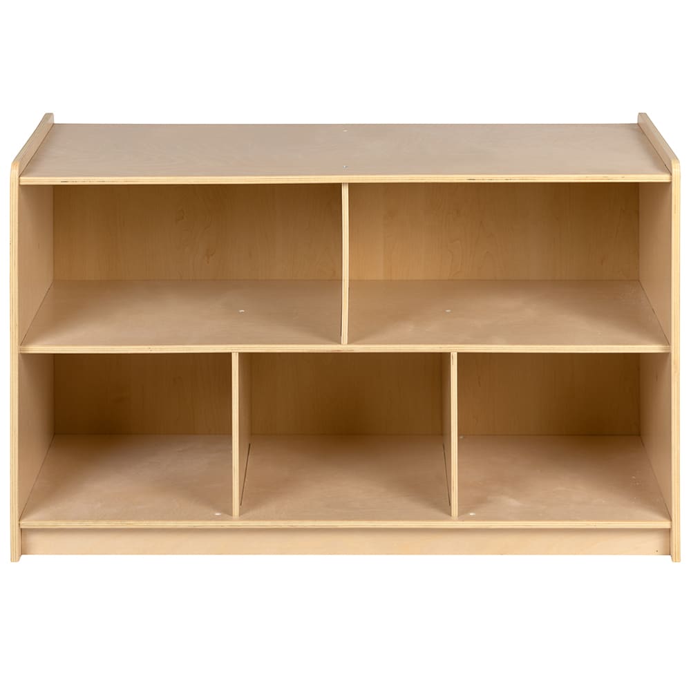 Flash Furniture MK-STRG004-GG 5 Section Classroom Storage Cabinet - 36"W x 15"D x 24"H, Wood, Natural Finish