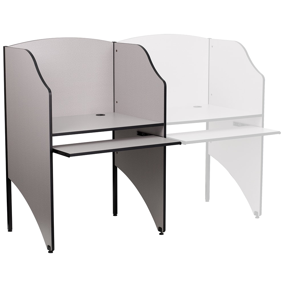 Flash Furniture MT-M6201-GY-GG Starter Study Carrel w / Pull Out Keyboard Tray - Nebula Gray Laminate Surface