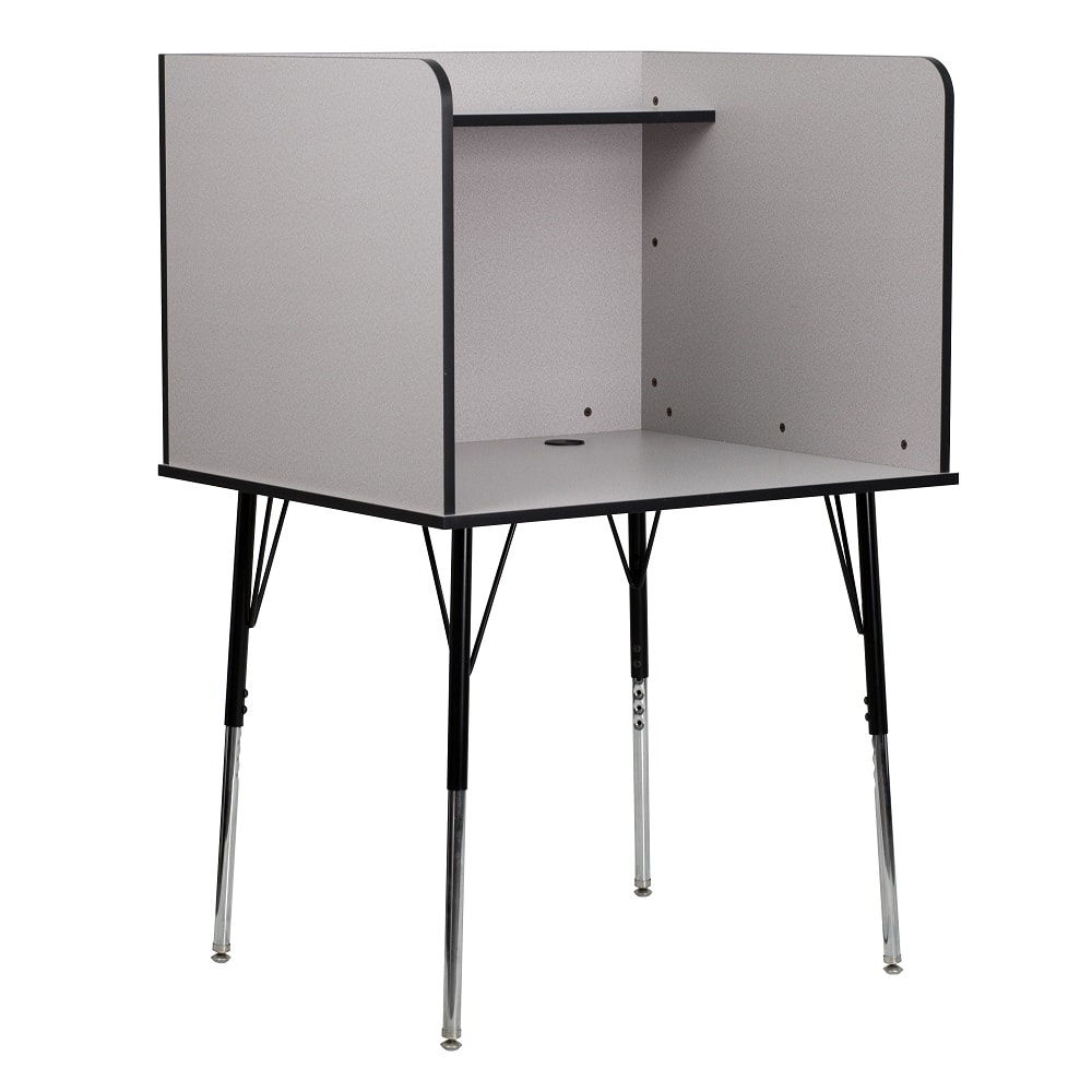 Flash Furniture MT-M6221-SGLSC-GREY-GG Stand Alone Study Carrel w/ Upper Shelf - Nebula Gray Laminate Surface