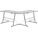 Flash Furniture NAN-CD-22181-GG Corner Computer Desk w/ Clear Glass Top & Silver Metal Frame - 83 1/2"W x 48"D x 29"H thumbnail 2