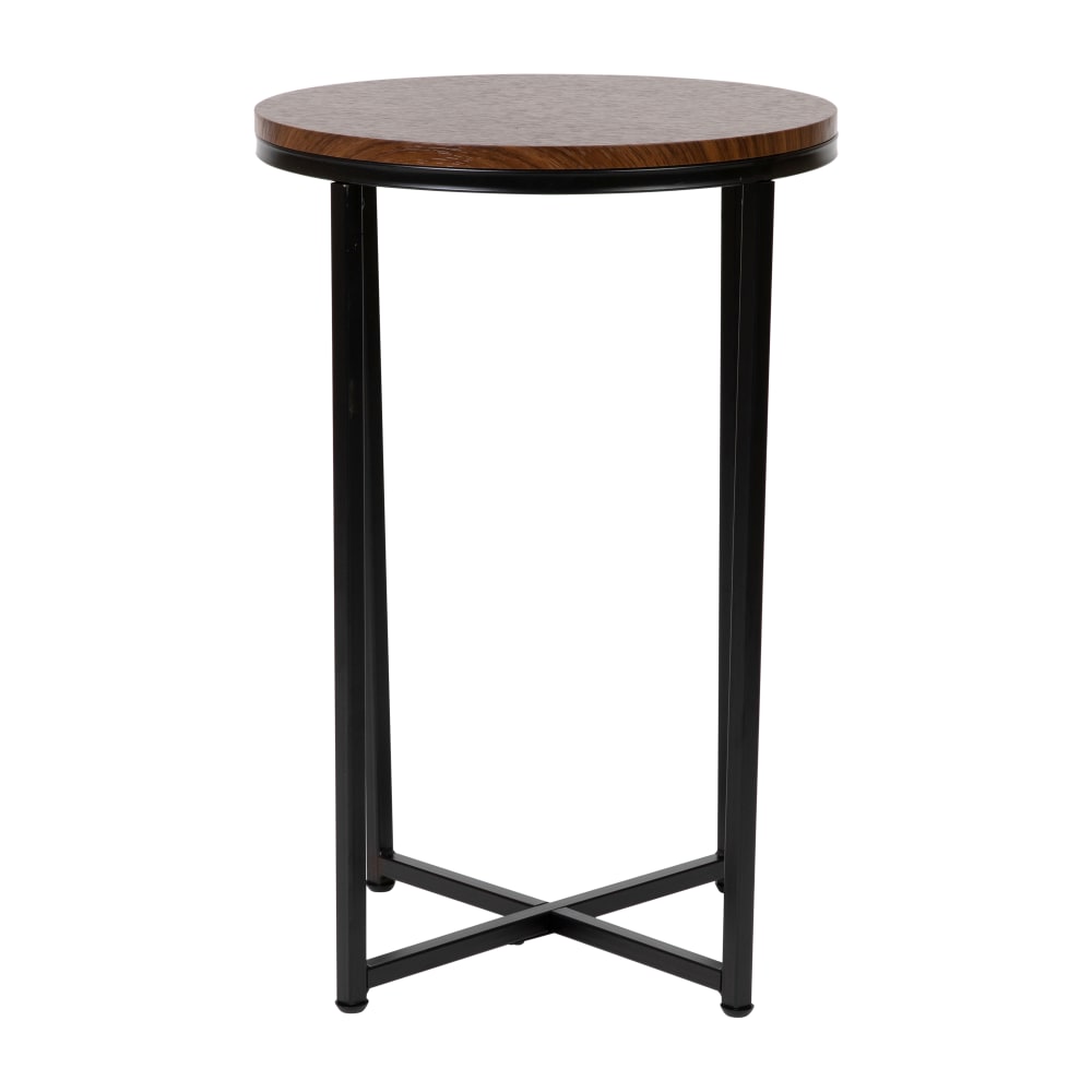 Flash Furniture NAN-JH-1787ET-WAL-BK-GG End Table w/ Walnut Wood Top & Matte Black Metal Legs - 16"W x 16"D x 23 1/2"H