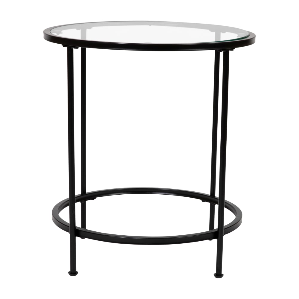 Flash Furniture NAN-JN-21750ET-BK-GG End Table w/ Glass Top & Matte Black Metal Legs - 19 1/2"W x 19 1/2"D x 21 1/2"H