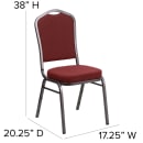 Flash Furniture NG-C01-HTS-2201-SV-GG Stacking Banquet Chair w/ Burgundy Patterned Fabric Back & Seat - Steel Frame, Silver Vein thumbnail 2