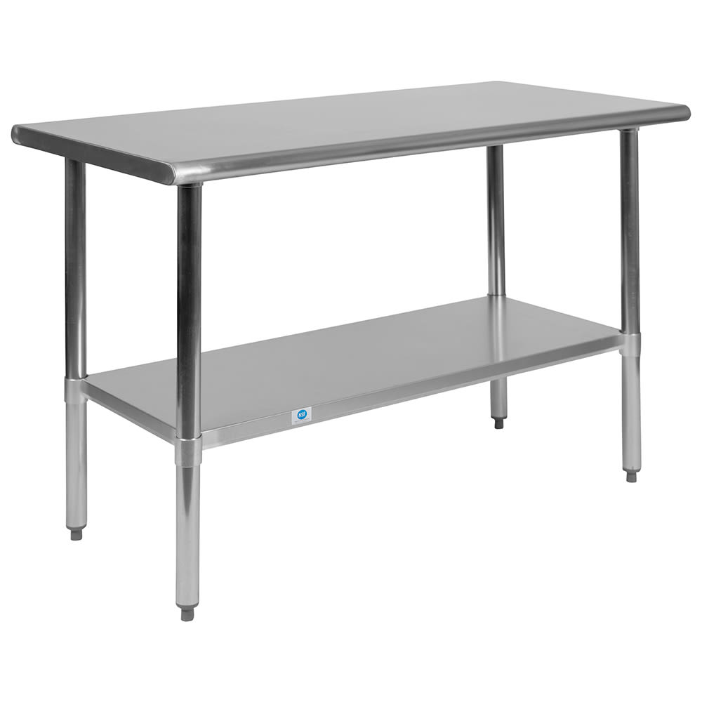 Flash Furniture NH-WT-2448-GG 48" 18 ga Work Table w/ Undershelf & 430 Series Stainless Flat Top