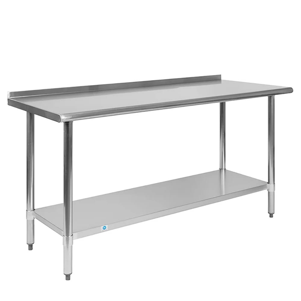 Flash Furniture NH-WT-2460BSP-GG 60" 18 ga Work Table w/ Undershelf & 430 Series Stainless Flat Top, 1 1/2" Backsplash