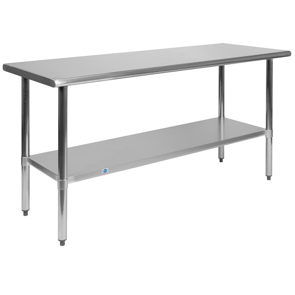 Flash Furniture NH-WT-2460-GG 60" 18 ga Work Table w/ Undershelf & 430 Series Stainless Flat Top