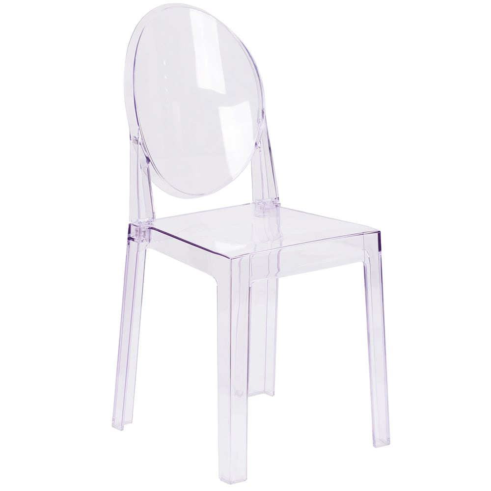 Flash Furniture OW-GHOSTBACK-18-GG Ghost Chair w/ Oval Back - Polycarbonate, Transparent Crystal