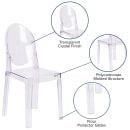 Flash Furniture OW-GHOSTBACK-18-GG Ghost Chair w/ Oval Back - Polycarbonate, Transparent Crystal thumbnail 6