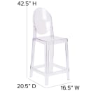 Flash Furniture OW-GHOSTBACK-24-GG Counter Stool w/ Oval Back & Plastic Seat, Transparent Crystal thumbnail 2
