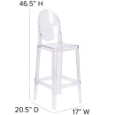 Flash Furniture OW-GHOSTBACK-29-GG Bar Stool w/ Oval Back & Plastic Seat, Transparent Crystal thumbnail 6