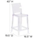 Flash Furniture OW-SQUAREBACK-24-GG Counter Stool w/ Square Back & Plastic Seat, Transparent Crystal thumbnail 2