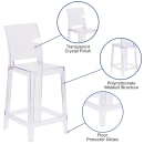 Flash Furniture OW-SQUAREBACK-24-GG Counter Stool w/ Square Back & Plastic Seat, Transparent Crystal thumbnail 6