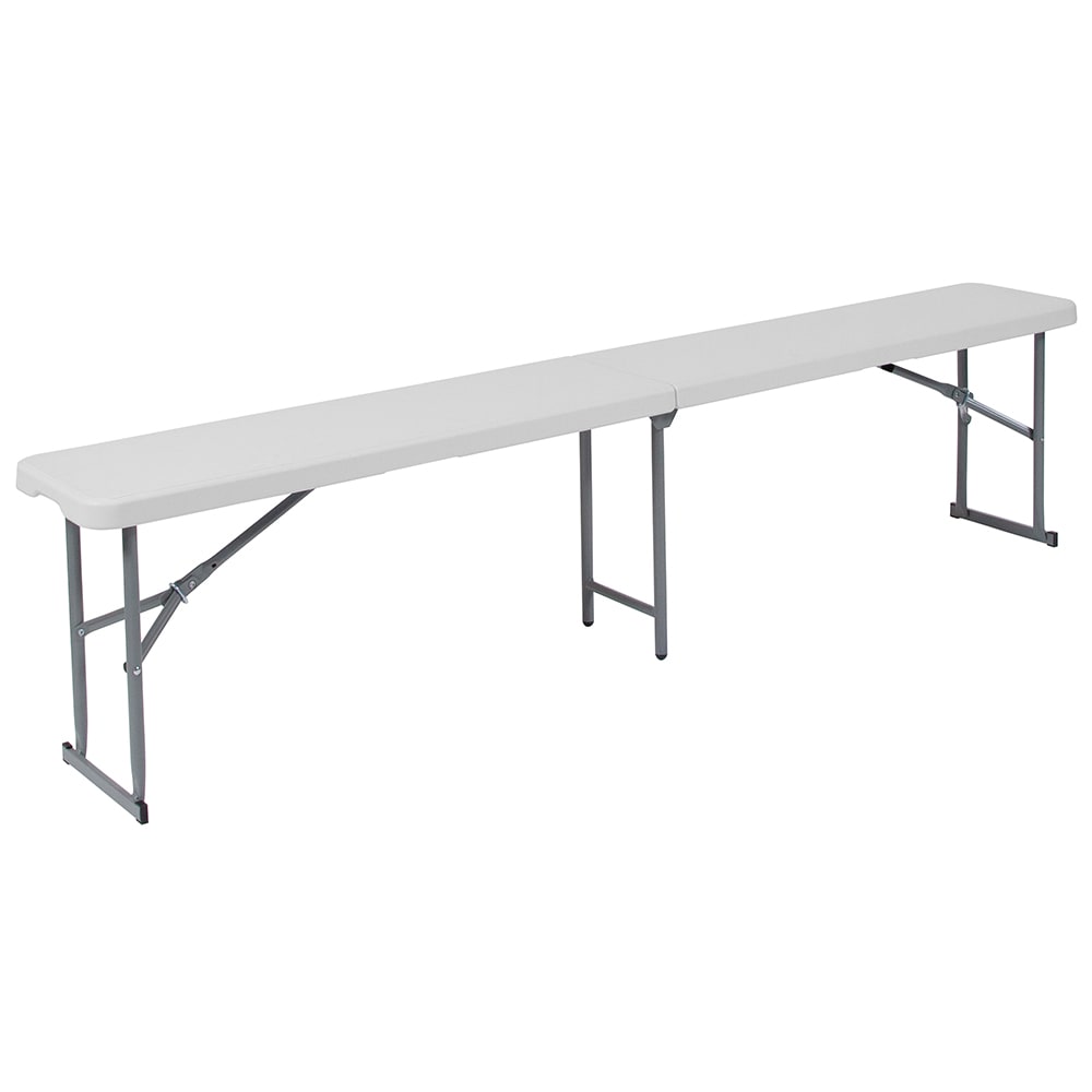 Flash Furniture RB-1172FH-GG 71" Indoor/Outdoor Folding Bench w/ White Plastic Top - Gray Legs