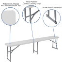 Flash Furniture RB-1172FH-GG 71" Indoor/Outdoor Folding Bench w/ White Plastic Top - Gray Legs thumbnail 6