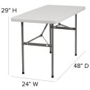 Flash Furniture RB-2448-GG Rectangular Folding Table w/ Granite White Plastic Top - 48"W x 24"D x 29"H thumbnail 3