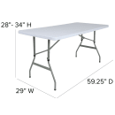 Flash Furniture RB-3050ADJ-GG Rectangular Folding Table w/ Granite White Plastic Top - 59 1/4"W x 29"D x 28" to 34"H thumbnail 2