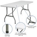 Flash Furniture RB-3072-GG Rectangular Folding Table w/ Granite White Plastic Top - 72"W x 30"D x 29"H thumbnail 5