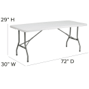 Flash Furniture RB-3072FH-GG Rectangular Folding Table w/ Granite White Plastic Top - 72"W x 30"D x 29"H thumbnail 2