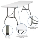 Flash Furniture RB-3096-GG Rectangular Folding Table w/ Granite White Plastic Top - 96"W x 30"D x 29"H thumbnail 6