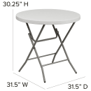 Flash Furniture RB-32R-GW-GG 31 1/2" Round Folding Table w/ Granite White Plastic Top, 30 1/4"H thumbnail 3