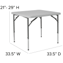 Flash Furniture RB-3434ADJ-GG 33 1/2" Square Folding Table w/ Granite White Plastic Top, 21" to 29"H thumbnail 2