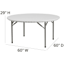 Flash Furniture RB-60R-GG 60" Round Folding Table w/ Granite White Plastic Top, 29"H thumbnail 2