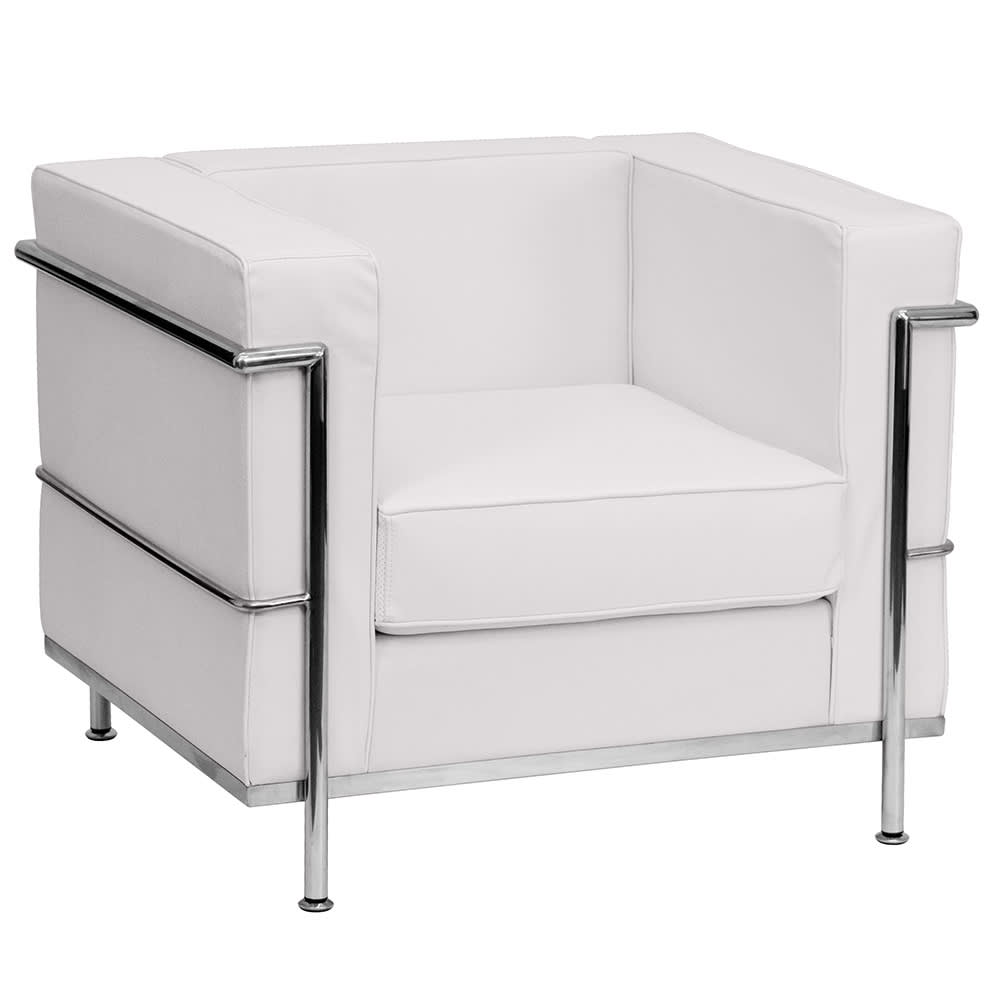 Flash Furniture ZB-REGAL-810-1-CHAIR-WH-GG Arm Chair - White LeatherSoft Upholstery, Stainless Legs