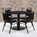 Flash Furniture RSRB1001-GG 36" Round Table & (4) Banquet Chair Set - Black Laminate Top, Cast Iron Base thumbnail 2