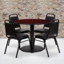 Flash Furniture RSRB1002-GG 36" Round Table & (4) Banquet Chair Set - Mahogany Laminate Top, Cast Iron Base thumbnail 2