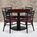 Flash Furniture RSRB1006-GG 36" Round Table & (4) Chair Set - Mahogany Laminate Top, Cast Iron Base thumbnail 2