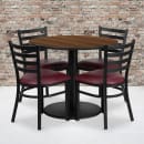 Flash Furniture RSRB1008-GG 36" Round Table & (4) Chair Set - Walnut Laminate Top, Cast Iron Base thumbnail 2