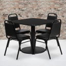 Flash Furniture RSRB1009-GG 36" Square Table & (4) Banquet Chair Set - Black Laminate Top, Cast Iron Base thumbnail 2