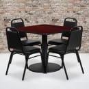 Flash Furniture RSRB1010-GG 36" Square Table & (4) Banquet Chair Set - Mahogany Laminate Top, Cast Iron Base thumbnail 2