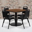 Flash Furniture RSRB1012-GG 36" Square Table & (4) Banquet Chair Set - Walnut Laminate Top, Cast Iron Base thumbnail 2