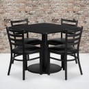 Flash Furniture RSRB1013-GG 36" Square Table & (4) Chair Set - Black Laminate Top, Cast Iron Base thumbnail 2