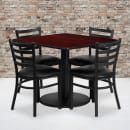 Flash Furniture RSRB1014-GG 36" Square Table & (4) Chair Set - Mahogany Laminate Top, Cast Iron Base thumbnail 2