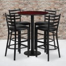 Flash Furniture RSRB1022-GG 30" Round Bar Height Table w/ (4) Bar Stool Set - Mahogany Laminate Top, Steel Base thumbnail 2
