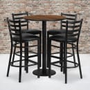 Flash Furniture RSRB1024-GG 30" Round Bar Height Table w/ (4) Bar Stool Set - Walnut Laminate Top, Steel Base thumbnail 2