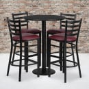 Flash Furniture RSRB1025-GG 30" Round Bar Height Table w/ (4) Bar Stool Set - Black Laminate Top, Steel Base thumbnail 2