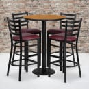 Flash Furniture RSRB1027-GG 30" Round Bar Height Table w/ (4) Bar Stool Set - Natural Laminate Top, Steel Base thumbnail 2