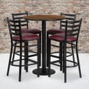 Flash Furniture RSRB1028-GG 30" Round Bar Height Table w/ (4) Bar Stool Set - Walnut Laminate Top, Steel Base thumbnail 2