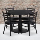 Flash Furniture RSRB1029-GG 36" Round Table & (4) Chair Set - Black Laminate Top, Cast Iron Base thumbnail 2