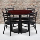 Flash Furniture RSRB1030-GG 36" Round Table & (4) Chair Set - Mahogany Laminate Top, Cast Iron Base thumbnail 2
