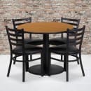 Flash Furniture RSRB1031-GG 36" Round Table & (4) Chair Set - Natural Laminate Top, Cast Iron Base thumbnail 2