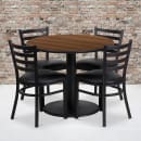Flash Furniture RSRB1032-GG 36" Round Table & (4) Chair Set - Walnut Laminate Top, Cast Iron Base thumbnail 2