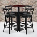 Flash Furniture RSRB1034-GG 24" Round Bar Height Table w/ (4) Bar Stool Set - Mahogany Laminate Top, Steel Base thumbnail 2